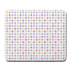 Blue Pink Yellow Eggs On White Large Mousepads by snowwhitegirl