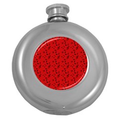 Red Music Round Hip Flask (5 Oz) by snowwhitegirl