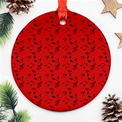 Red Music Round Ornament (two Sides) by snowwhitegirl