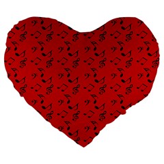 Red Music Large 19  Premium Heart Shape Cushions by snowwhitegirl