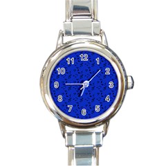 Royal Blue Music Round Italian Charm Watch by snowwhitegirl