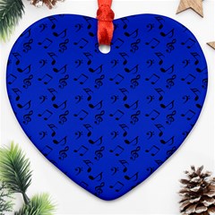 Royal Blue Music Heart Ornament (two Sides) by snowwhitegirl