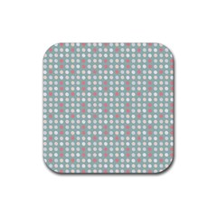 Pink Peach Grey Eggs On Teal Rubber Coaster (square)  by snowwhitegirl