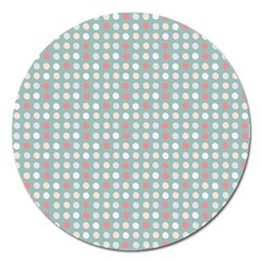 Pink Peach Grey Eggs On Teal Magnet 5  (round) by snowwhitegirl