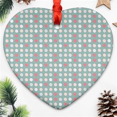 Pink Peach Grey Eggs On Teal Heart Ornament (two Sides) by snowwhitegirl