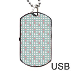 Pink Peach Grey Eggs On Teal Dog Tag Usb Flash (two Sides) by snowwhitegirl