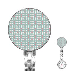 Pink Peach Grey Eggs On Teal Stainless Steel Nurses Watch by snowwhitegirl