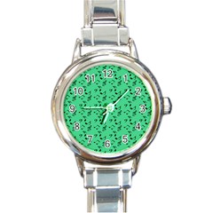 Green Music Round Italian Charm Watch