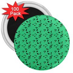 Green Music 3  Magnets (100 Pack)