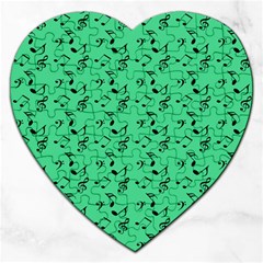 Green Music Jigsaw Puzzle (heart)