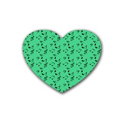 Green Music Rubber Coaster (heart) 