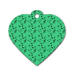 Green Music Dog Tag Heart (one Side)