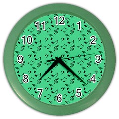 Green Music Color Wall Clocks