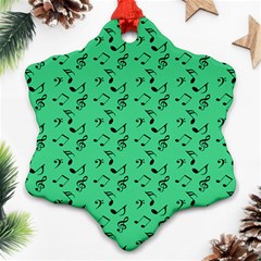 Green Music Snowflake Ornament (two Sides) by snowwhitegirl