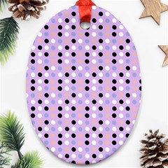 Black White Pink Blue Eggs On Violet Ornament (oval) by snowwhitegirl