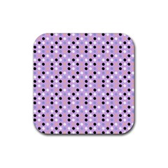 Black White Pink Blue Eggs On Violet Rubber Coaster (square)  by snowwhitegirl