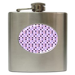 Black White Pink Blue Eggs On Violet Hip Flask (6 Oz) by snowwhitegirl