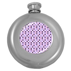 Black White Pink Blue Eggs On Violet Round Hip Flask (5 Oz) by snowwhitegirl