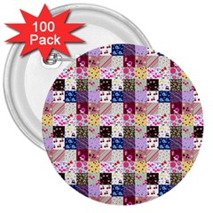 Quilt Of My Patterns Small 3  Buttons (100 Pack)  by snowwhitegirl