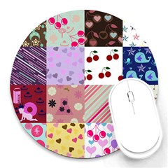 Quilt Of My Patterns Round Mousepads by snowwhitegirl