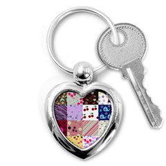 Quilt Of My Patterns Key Chains (heart)  by snowwhitegirl