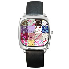 Quilt Of My Patterns Square Metal Watch by snowwhitegirl