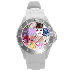 Quilt Of My Patterns Round Plastic Sport Watch (l) by snowwhitegirl