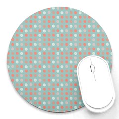 Peach Pink Eggs On Green Round Mousepads