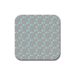 Peach Pink Eggs On Green Rubber Coaster (square)  by snowwhitegirl