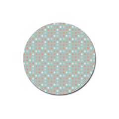 Peach Pink Eggs On Green Magnet 3  (round)