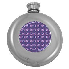 Violet Grey Purple Eggs On Grey Blue Round Hip Flask (5 Oz) by snowwhitegirl