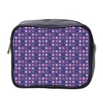 Violet Grey Purple Eggs On Grey Blue Mini Toiletries Bag 2-Side Front