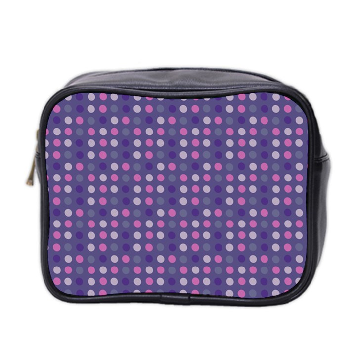 Violet Grey Purple Eggs On Grey Blue Mini Toiletries Bag 2-Side