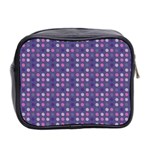 Violet Grey Purple Eggs On Grey Blue Mini Toiletries Bag 2-Side Back