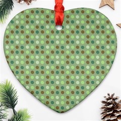 Green Brown  Eggs On Green Ornament (heart) by snowwhitegirl