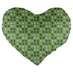 Green Brown  Eggs On Green Large 19  Premium Flano Heart Shape Cushions by snowwhitegirl