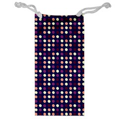 Peach Purple Eggs On Navy Blue Jewelry Bag by snowwhitegirl