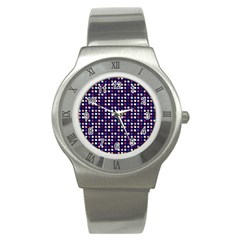 Peach Purple Eggs On Navy Blue Stainless Steel Watch by snowwhitegirl