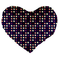 Peach Purple Eggs On Navy Blue Large 19  Premium Flano Heart Shape Cushions by snowwhitegirl