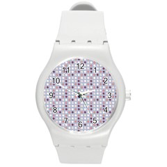 Pink Purple White Eggs On Lilac Round Plastic Sport Watch (m) by snowwhitegirl