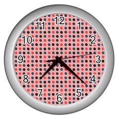 Grey Red Eggs On Pink Wall Clocks (silver)  by snowwhitegirl