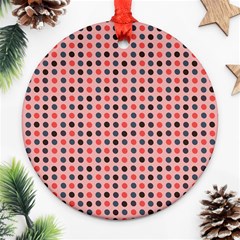 Grey Red Eggs On Pink Round Ornament (two Sides)