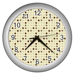 Brown Green Grey Eggs Wall Clocks (silver)  by snowwhitegirl