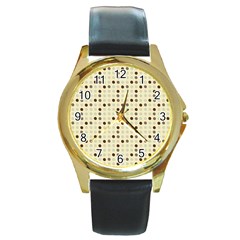 Brown Green Grey Eggs Round Gold Metal Watch