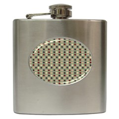 Grey Beige Burgundy Eggs On Green Hip Flask (6 Oz) by snowwhitegirl