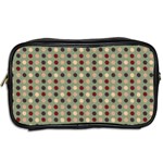 Grey Beige Burgundy Eggs On Green Toiletries Bags 2-Side Back