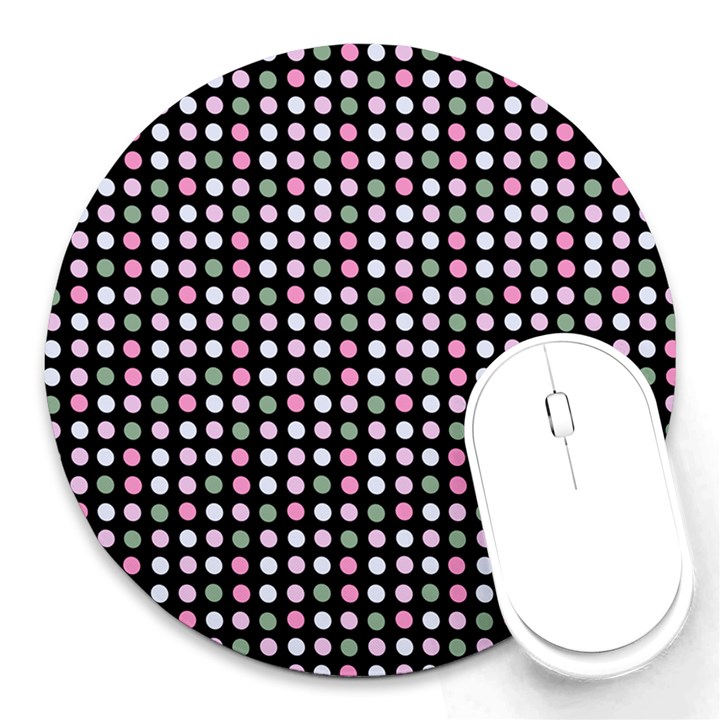 Pink Green Eggs On Black Round Mousepads