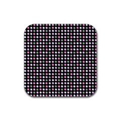 Pink Green Eggs On Black Rubber Coaster (square)  by snowwhitegirl