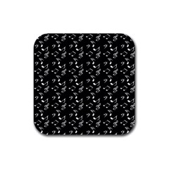 Black Music Notes Rubber Square Coaster (4 Pack)  by snowwhitegirl