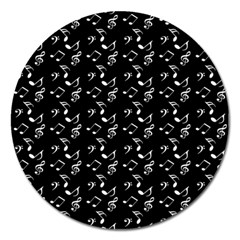 Black Music Notes Magnet 5  (round)